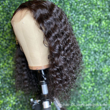Deep Wave Bob Wig Human Hair Hd Full Transparent Lace Front Wig Cheap Raw Indian Virgin Human Hair Lace Frontal Wig For Women